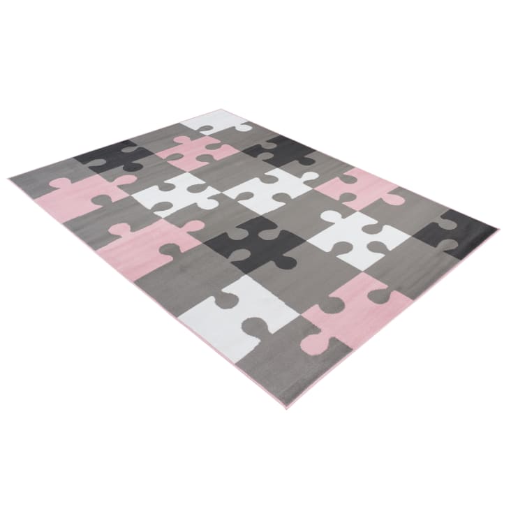 Tappeto per bambini puzzle rosa grigio bianco 140x200cm PINKY