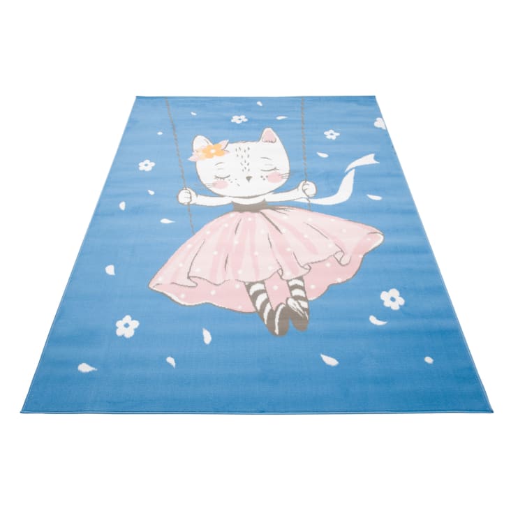 Alfombra para niños azul blanco rosa negro gato fina 140 x 200 cm-JOLLY cropped-8