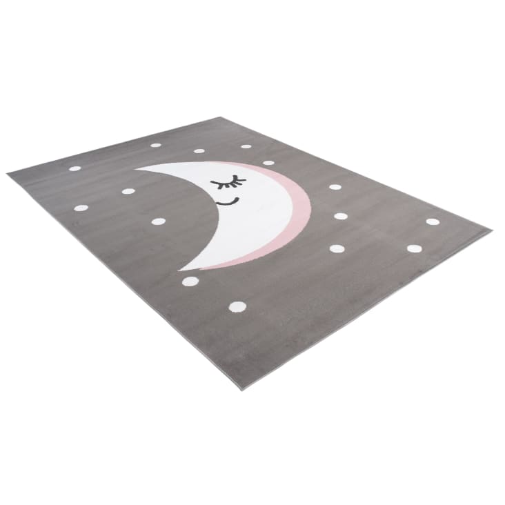 Tappeto per bambini bianco grigio rosa luna 140x200cm PINKY