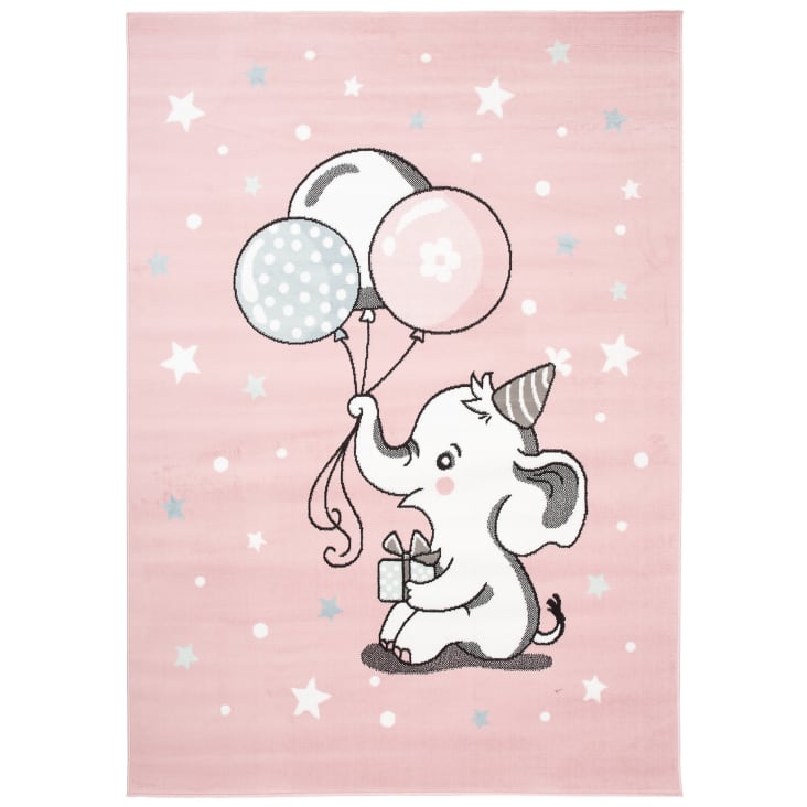 Tappeto per bambini rosa bianco elefante palloncini 120x170-BABY
