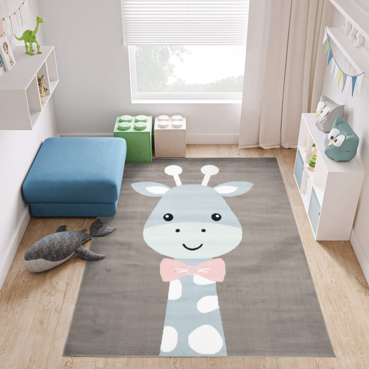 Tappeto per bambini grigio azzurro giraffa multicolore 180x250 BABY