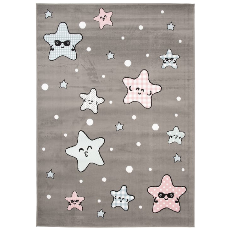Tappeto per bambini grigio stelle multicolore 140x200 cm-BABY