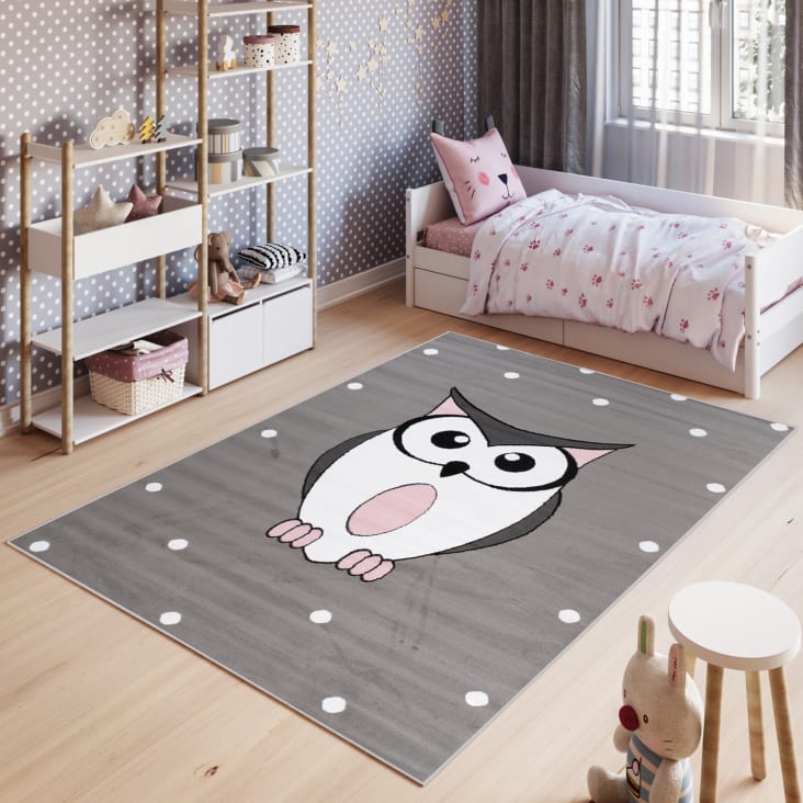 Tappeto Cameretta Bambini Zoo 140x200 Cm - Grigio Marrone Con Animali - Foto 3