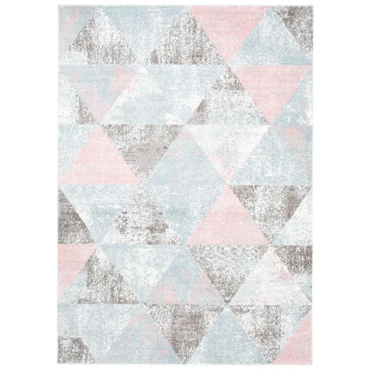 Alfombra para niños gris blanco azul rosa geométrico 80 x 150 cm-BABY