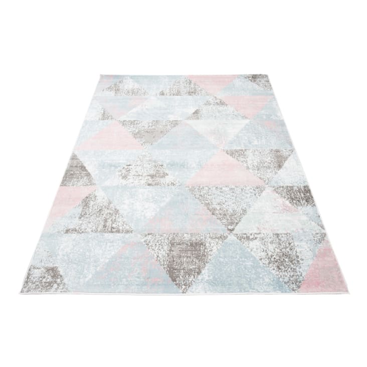 Alfombra para niños gris blanco azul rosa geométrico 80 x 150 cm-BABY cropped-8