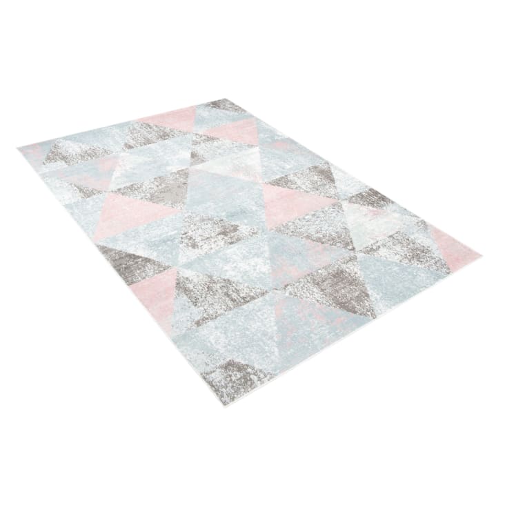 Alfombra para niños gris blanco azul rosa geométrico 80 x 150 cm-BABY cropped-9