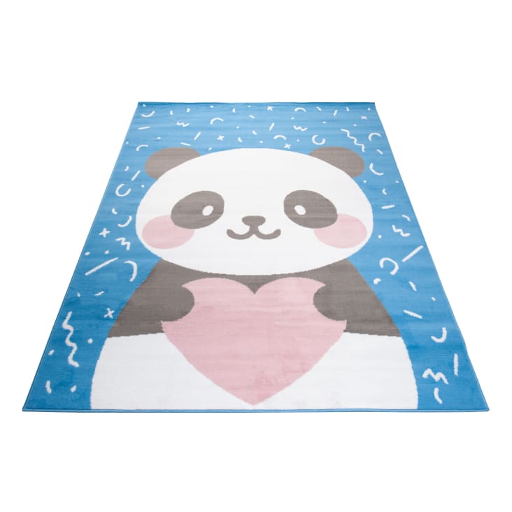 Tappeto per bambini azzurro rosa bianco panda 80x150cm JOLLY