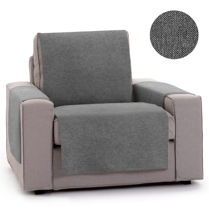Funda cubre sillón protector liso 55 cm gris oscuro-BRISA cropped-6