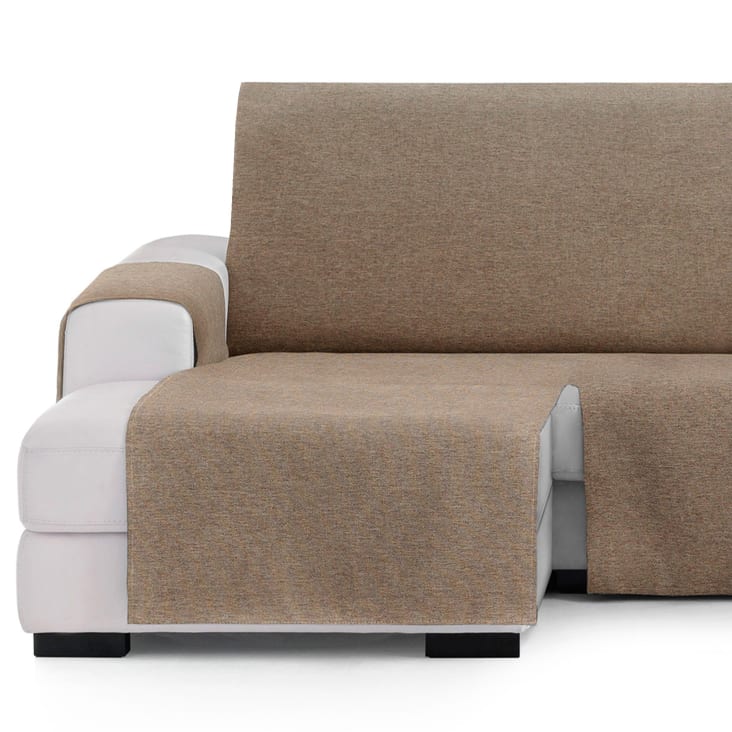 Funda de sofá impermeable, con bolsillos de almacenamiento Con Chaise Longue-  Marrón