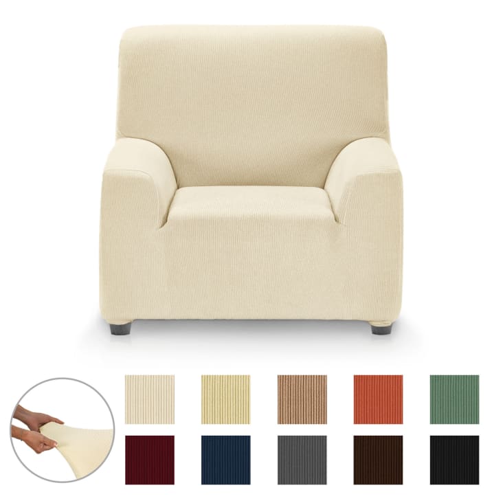 Funda de sillón elástica adaptable marfil 70 - 110 cm-RUSTICA cropped-3