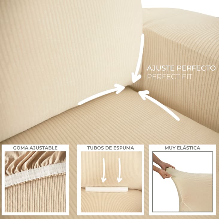 Funda de sillón elástica adaptable marfil 70 - 110 cm-RUSTICA cropped-4