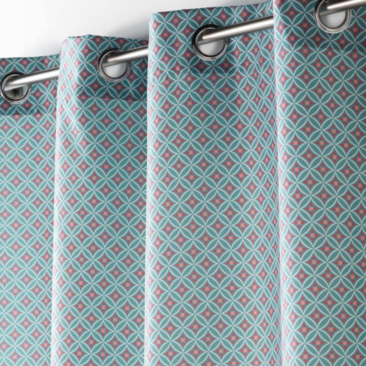 Rideau d'ameublement au style géométrique polyester turquoise 140x260 cropped-3