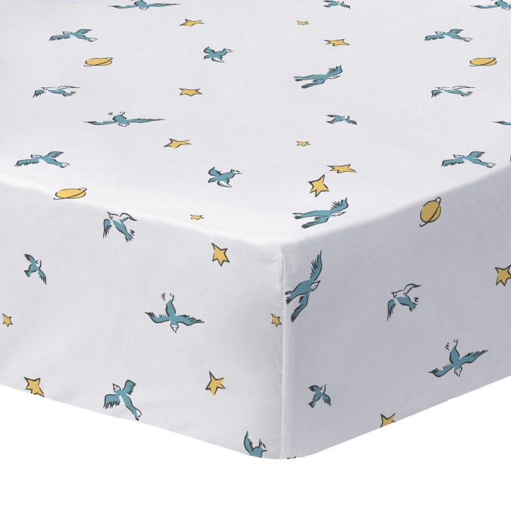 Drap-housse Imprimé Baleines 60x120 Cm - 100% Coton, Extensible, Label Oeko-Tex
