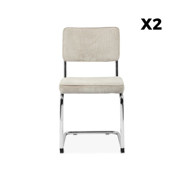 2 chaises cantilever en velours côtelé crème-Maja cropped-6