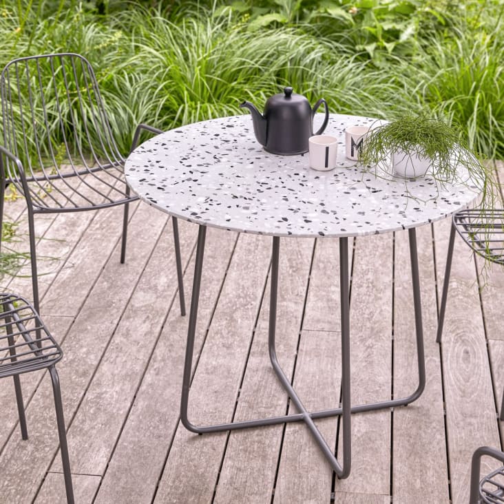 Mesa de jardín de terrazo premium marrón 90 cm - Muebles de jardín -  Tikamoon