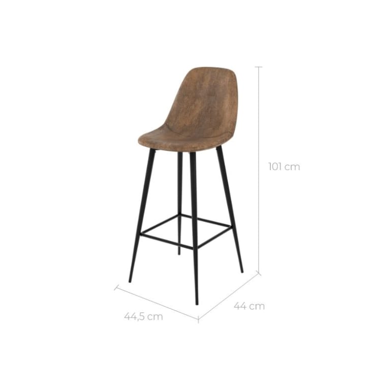 Chaise de bar en microfibre marron vieilli 72 cm (lot de 2)-Malrik cropped-4