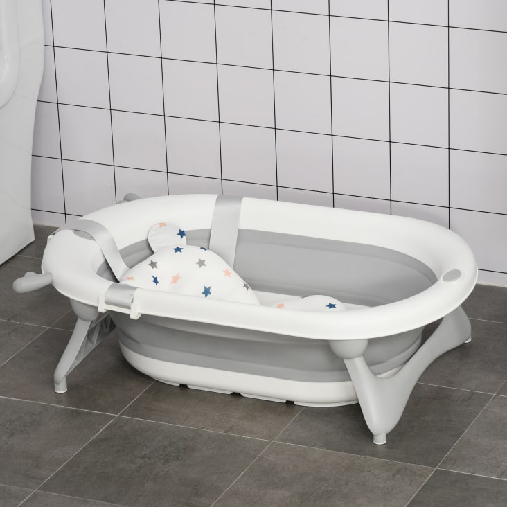 Vaschetta bagnetto pieghevole per bambini plastica bianca
