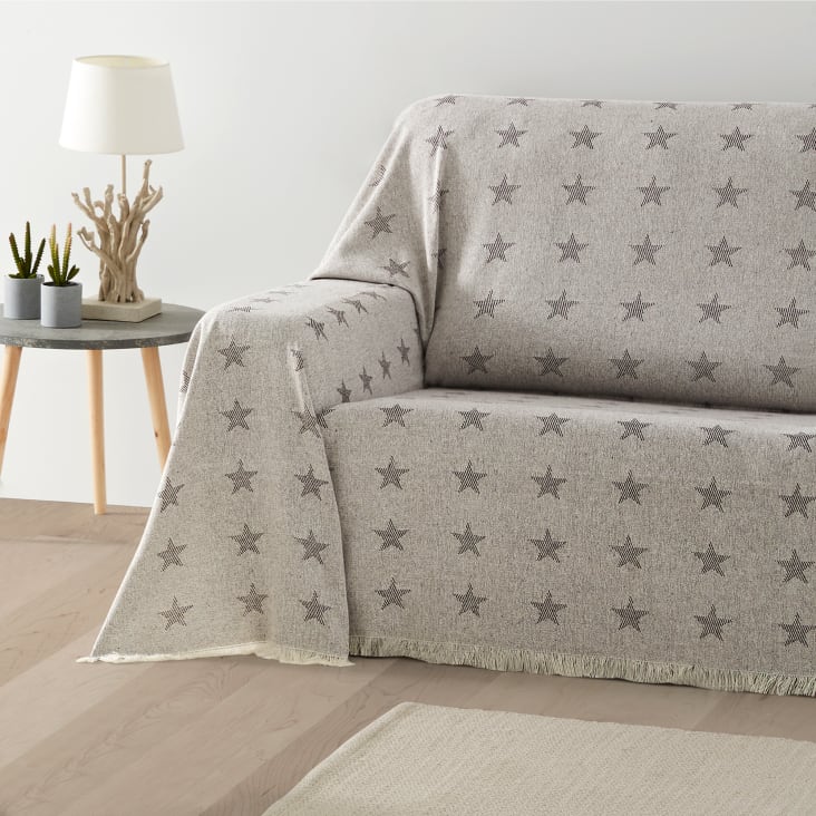 Plaid multiusos 80 algodón marrón 230x260 cm ESTRELLAS Maisons du Monde