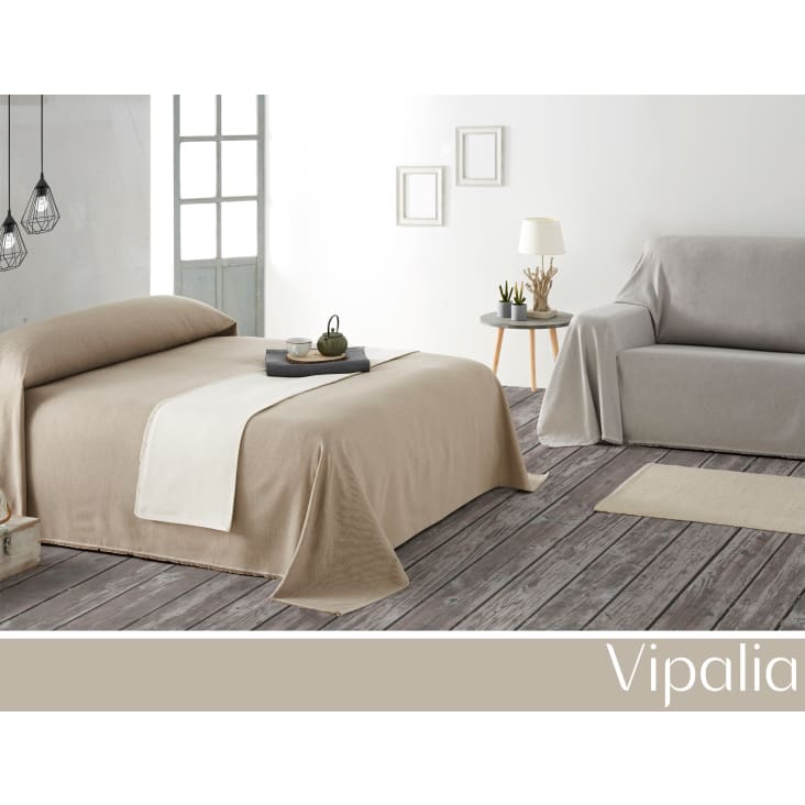 Plaid multiusos sofá colcha manta cama beige 180x260 cm LISO