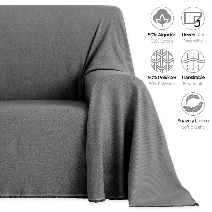 Pack 2 unidades plaids multiusos sofa cama gris oscuro 230x260 cm-LISO cropped-4