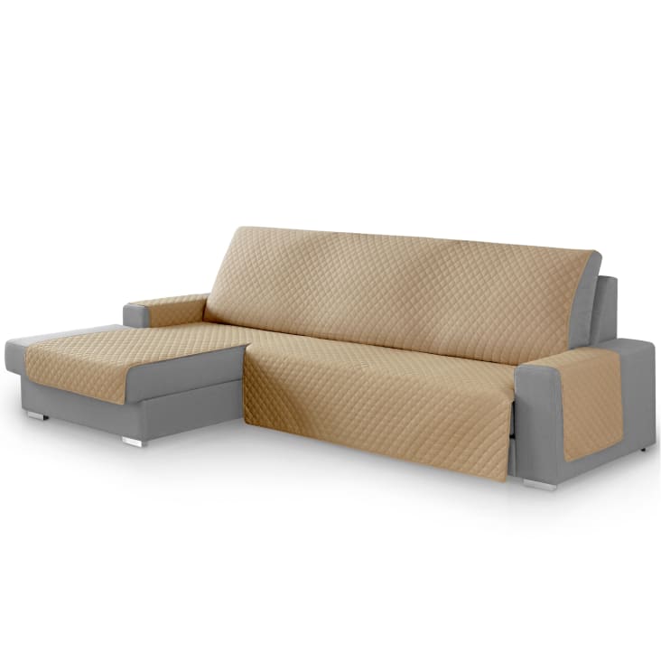 Protector cubre sofá chaiselongue izquierda 240 cm beige ROMBOS