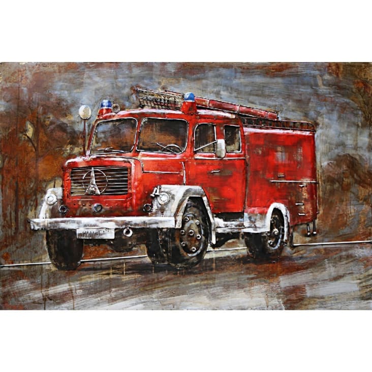 Tableau relief en métal camion pompier 120x80-MÉTAL BRASS