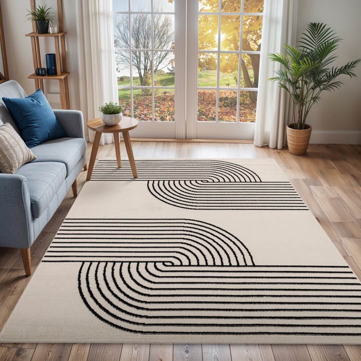 Alfombra escandinava moderna blanco/negro 152x213 Constance | Maisons ...