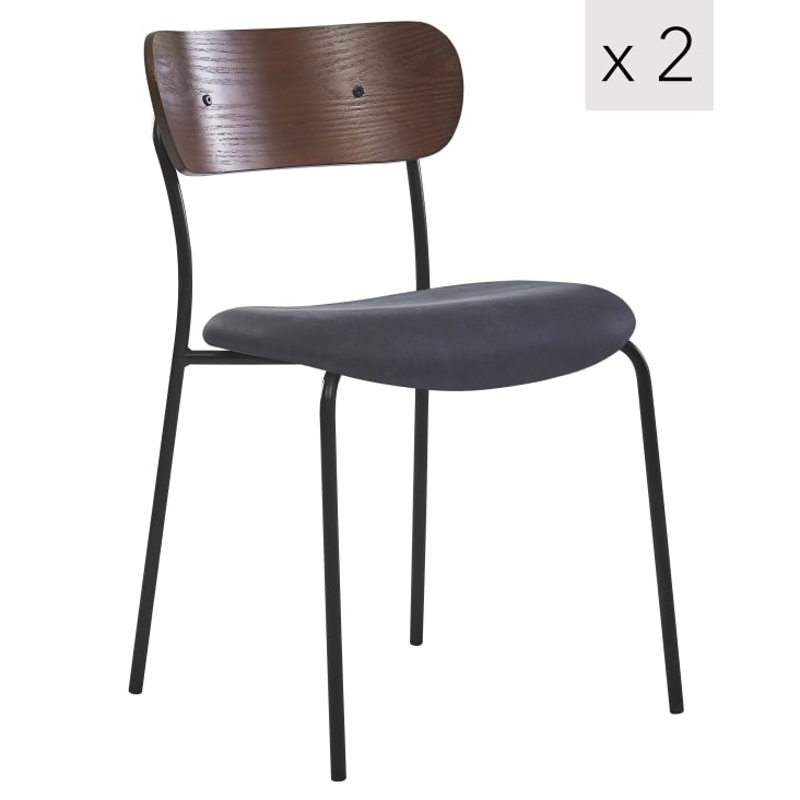 Lot de 2 chaises design en métal noir - Made in Meubles
