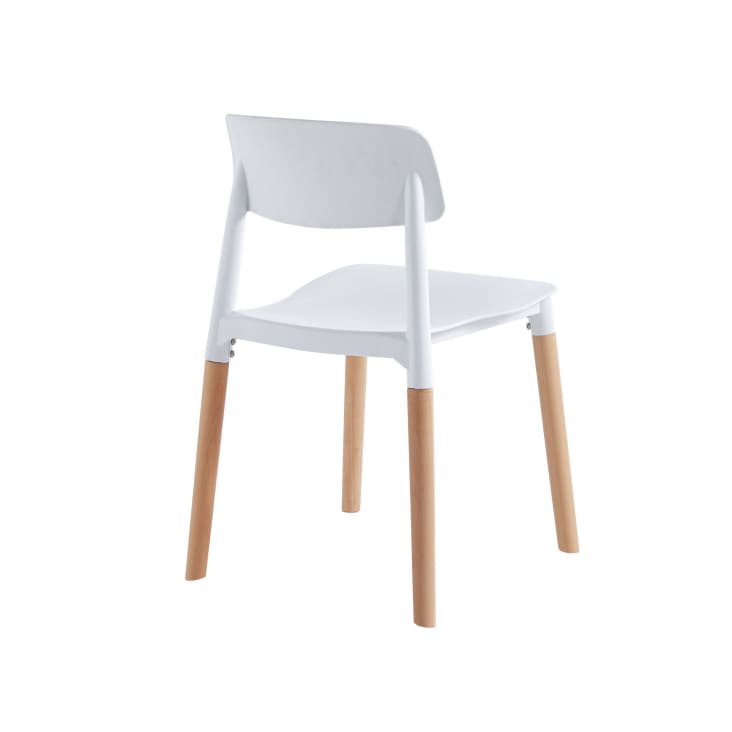 Lot de 4 chaises scandinaves en bois et polypropylène blanc