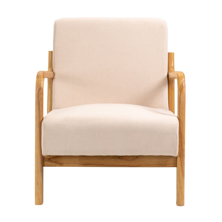 Chaise en bois massif et tissu beige pour une salle à manger nordique