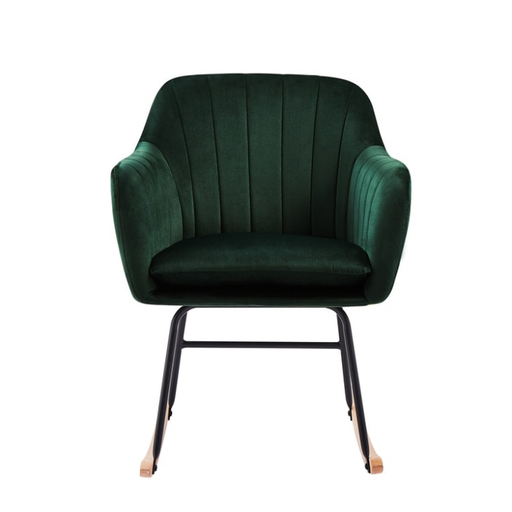 Fauteuil  en velours vert rocking chair-Elsa cropped-3