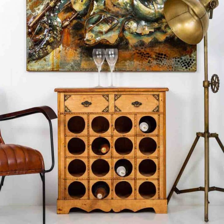 Mueble vintage & industrial botellero madera envejecido