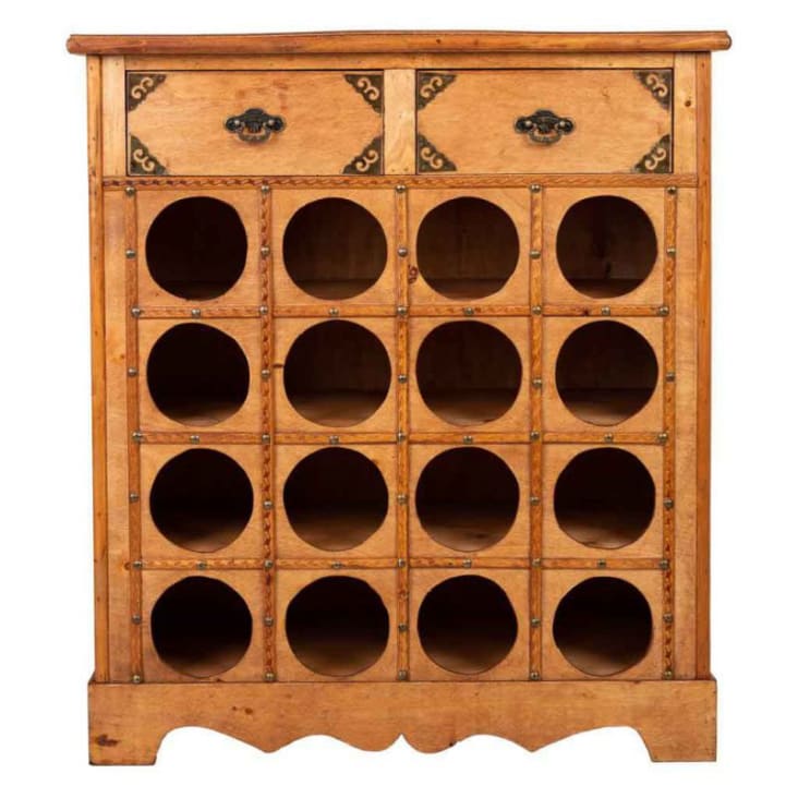 Mueble botellero de madera con 2 cajones Marrón 63x31x69,5h cm