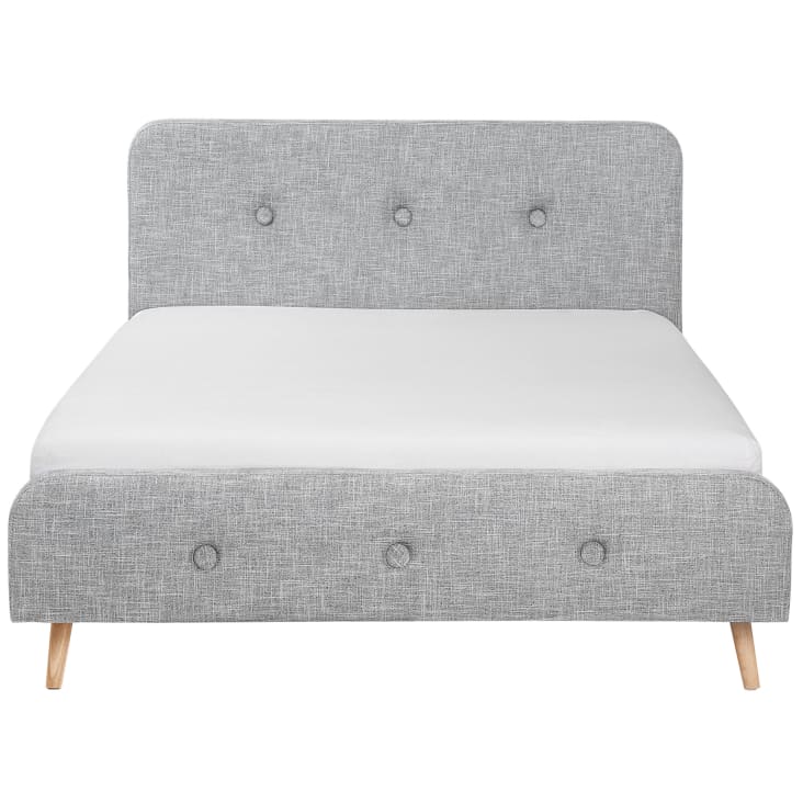 Letto con rete a doghe tessuto grigio chiaro 180 x 200 cm Rennes