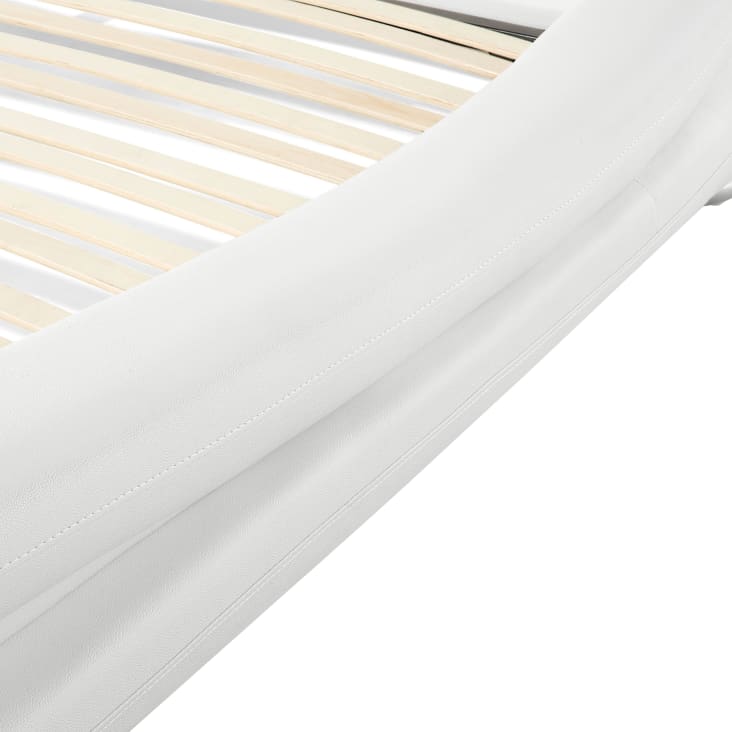 Letto in pelle sintetica bianca con illuminazione LED 140x200 cm AVIGNON 