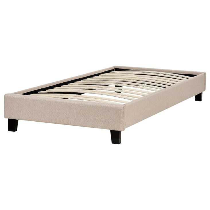 Letto imbottito beige con rete a doghe 90 x 200 cm Roanne