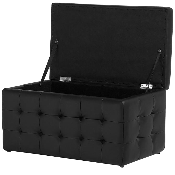 Pouf ottomano con contenitore pelle sintetica nera