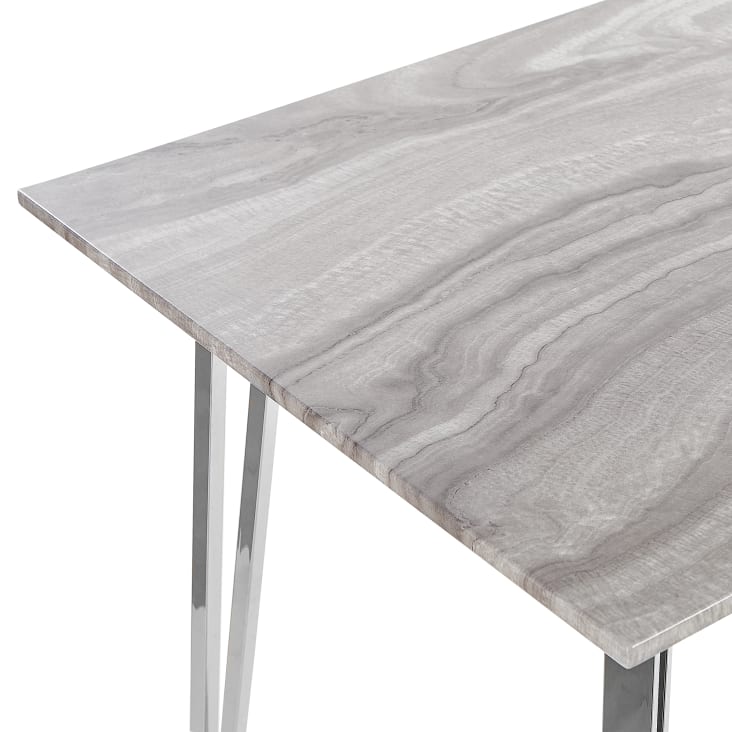 Tavolo da pranzo effetto marmo e argento 120 x 70 cm