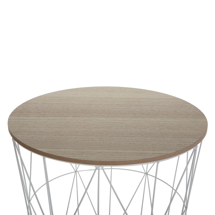 Tavolino legno chiaro e bianco ⌀ 40 cm-Lanark cropped-5