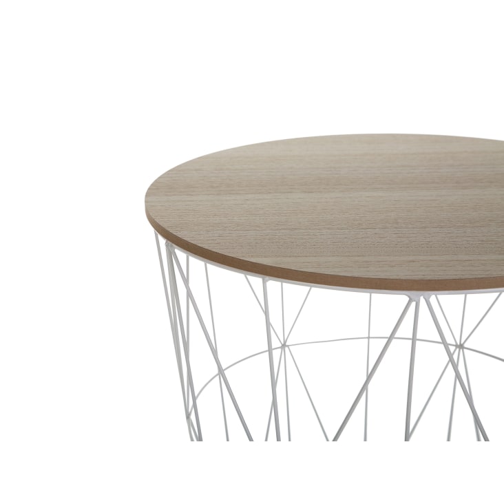 Tavolino legno chiaro e bianco ⌀ 40 cm-Lanark cropped-7