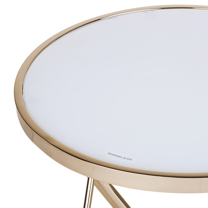 Tavolino vetro bianco/oro ⌀ 50 cm II Meridian