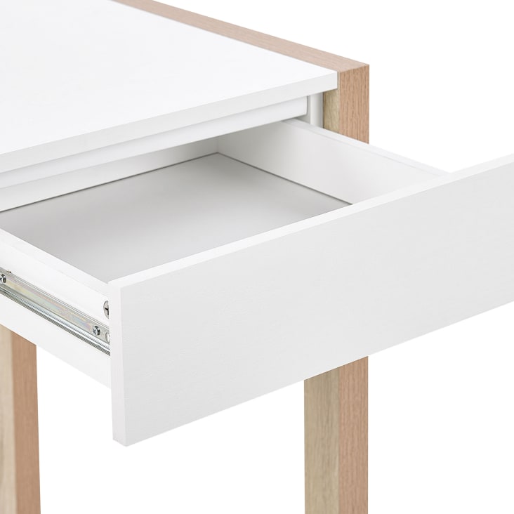 Bureau bois clair et blanc avec tiroir 100 x 50 cm CALVIN