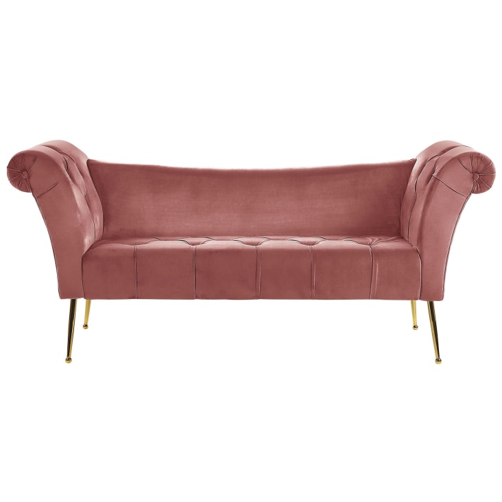 Chaise longue in velluto rosa NANTILLY