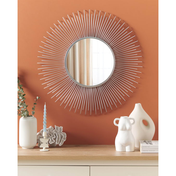 Specchio da parete tondo ø80 cm in color argento Cilly