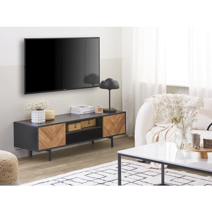 Set Naturale Buffet-Mueble Tv 120cm Roble/Negro