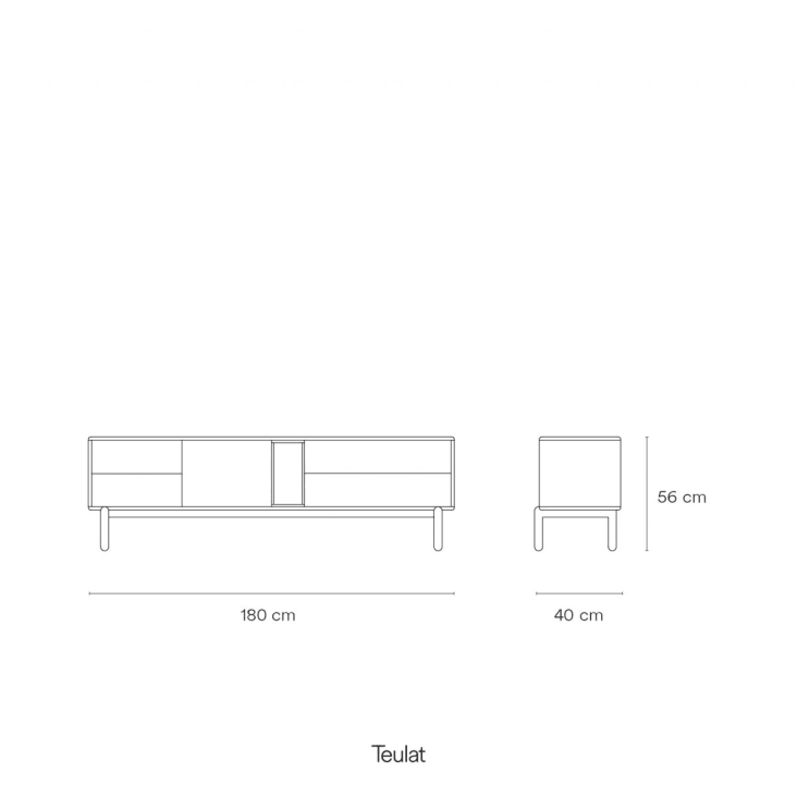 Meuble tv 2 portes 2 tiroirs en bois L180cm gris clair-Corvo cropped-8