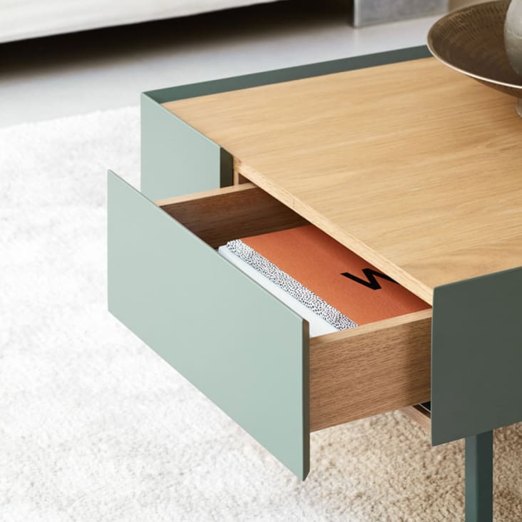 Table basse en bois 110x60cm vert amande-Arista cropped-8