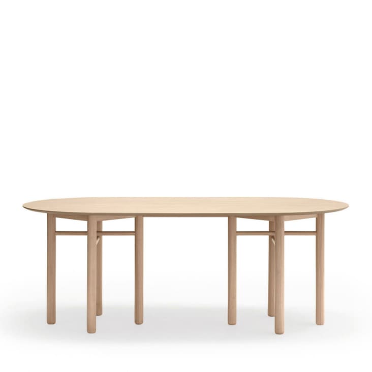 Table à manger ovale en bois 200x100cm bois clair-Junco
