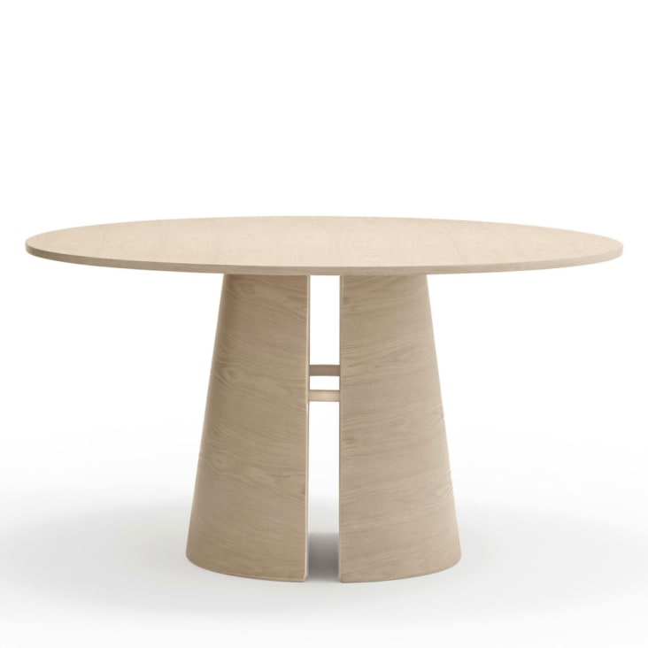 Table à manger ronde en bois D137cm bois blanchi-Cep