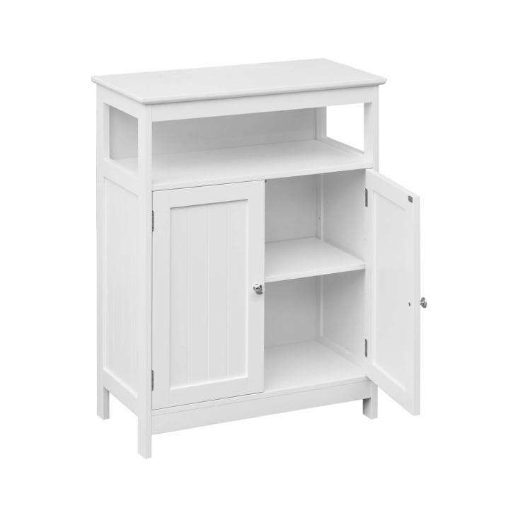 Armoire LIFEZEAL Salle De Bain 60x30x80,5cm - 2 Portes, 3 Étagères Réglables, Noir